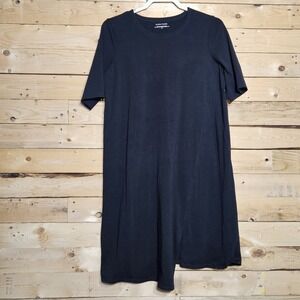 Eileen Fisher T-shirt Dress Small Black Organic Cotton Blend Short Sleeve‎ Shift